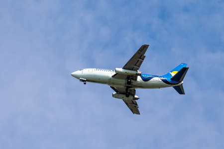 Calgary, Canada - June 30, 2014: Canadian North Airlines  Boeing 737-200 takes off from Calgary International Airport. Wholly Inuit-owned, the airline mainly serves the northerly territories of Canada, including Northwest Territories, Nunavik and Nunavut.のeditorial素材
