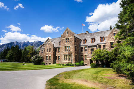 Historic Parks Canada admin building in Cascades of Time Gardens at Banff National Park, Alberta, Canada.の写真素材