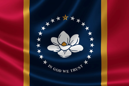 3D rendering of the flag of Mississippi on satin texture.の写真素材