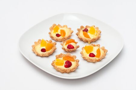 Berry, orange and apricot delicious cream tartの写真素材