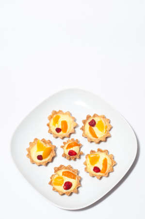 Berry, orange and apricot delicious cream tartの写真素材