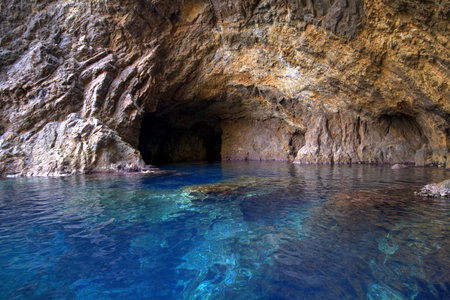 blue cave in the mediterranean sea, italy, ponza