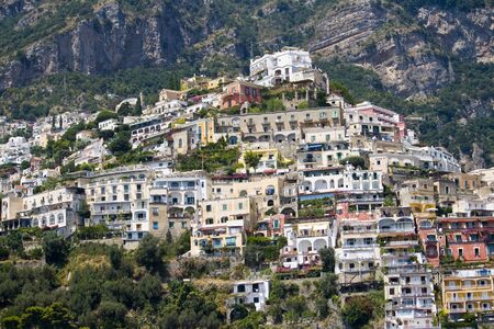 view of Positano from the boat, italian amalfi coastの写真素材