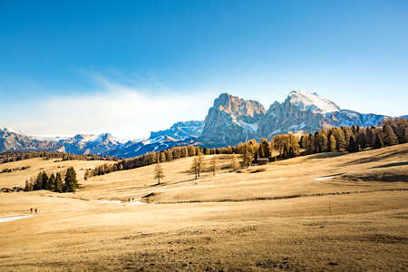 Siusi, Dolmites Alps Landscape, Trentino Alto Adige, Italyの写真素材