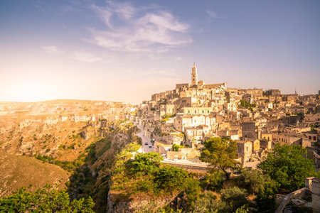 Sunset on Sassi di Matera, Basilicata, Italy.