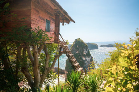 Traditional house on tree, Nusa Penida, Bali, Indonesia.