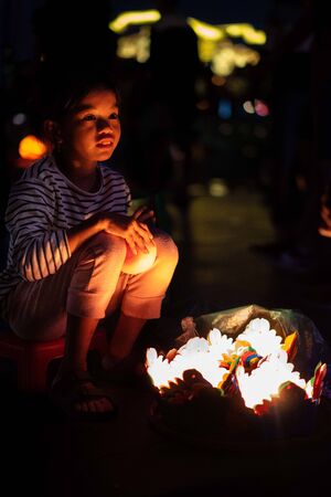 Hoi An Vietnam 19.1.19: Famous Latern festival at the fullmoon in the old town of hue. thousands of tourits come into the city to attend the spectacle.のeditorial素材