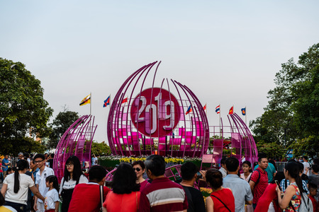Ho Chi Minh City, Vietnam - february 4, 2019 : Nguyen Hue flower street during Lunar New Year at downtown of Ho Chi Minh Cityのeditorial素材