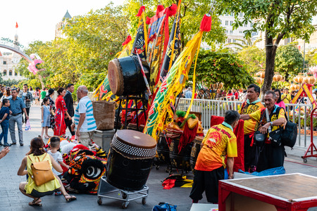Ho Chi Minh City, Vietnam - february 4, 2019 : Nguyen Hue flower street during Lunar New Year at downtown of Ho Chi Minh Cityのeditorial素材