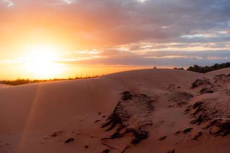 The red sand dunes in Mui ne, Vietnam is popular travel destination with long coastline.の写真素材