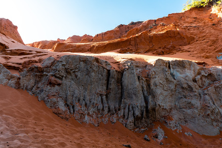 Fairy Stream Canyon. Red river between rocks and jungle. Mui Ne. Vietnam.の写真素材