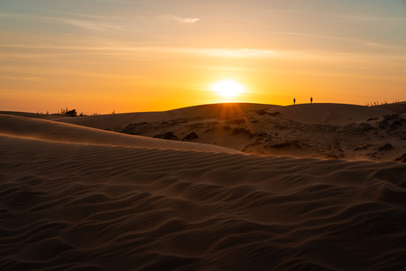 The red sand dunes in Mui ne, Vietnam is popular travel destination with long coastline.の写真素材