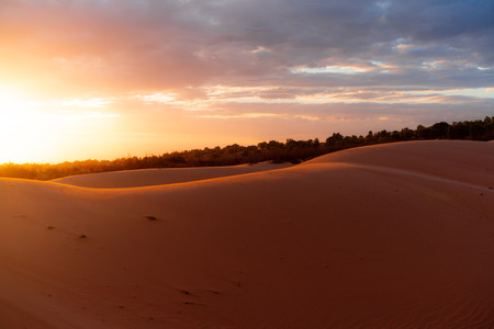 The red sand dunes in Mui ne, Vietnam is popular travel destination with long coastline.の写真素材