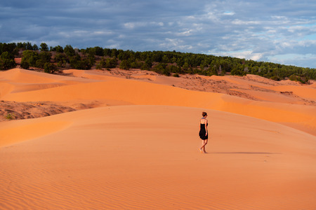 The red sand dunes in Mui ne, Vietnam is popular travel destination with long coastline.の写真素材