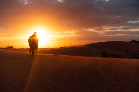 The red sand dunes in Mui ne, Vietnam is popular travel destination with long coastline.の写真素材