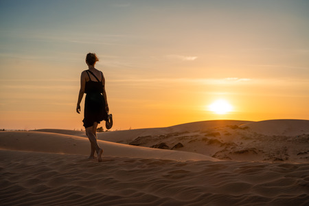 The red sand dunes in Mui ne, Vietnam is popular travel destination with long coastline.の写真素材