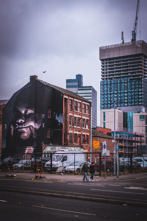 Manchester, England, United Kingdom. August 20 2018: Street art in rainy manchsterのeditorial素材