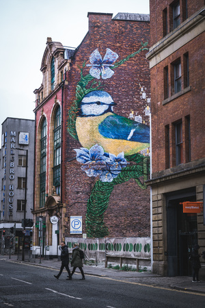 Manchester, England, United Kingdom. August 20 2018: Street art in rainy manchsterのeditorial素材