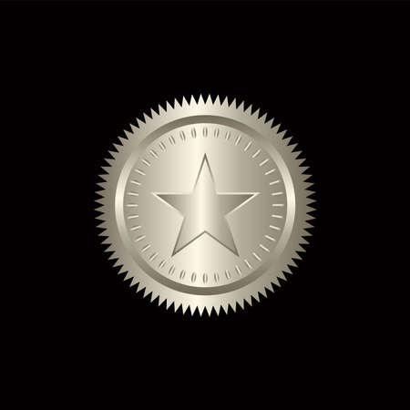 seal stamp gold luxury elegant banner icon, Vector illustration certificate silver foil seal or medal isolated.のイラスト素材