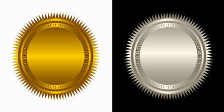 seal stamp gold luxury elegant banner icon, Vector illustration certificate silver foil seal or medal isolated.のイラスト素材