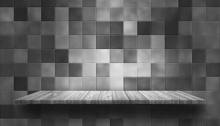 Empty dark scary scene with ceramic old floor.の写真素材