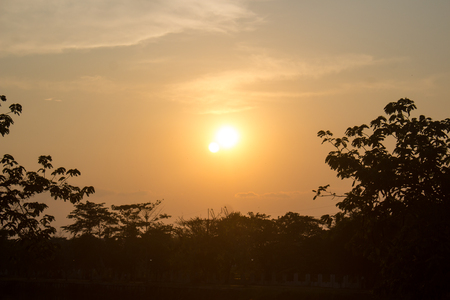 sunset in countryside of Thailandの写真素材