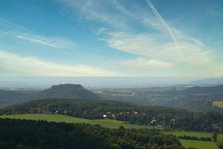 View to the mountains on a sunny dayの写真素材