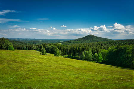 View to the mountains on a sunny dayの写真素材