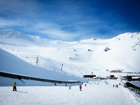 Mt Hutt, the famous ski field in New Zealand with blue skyの写真素材