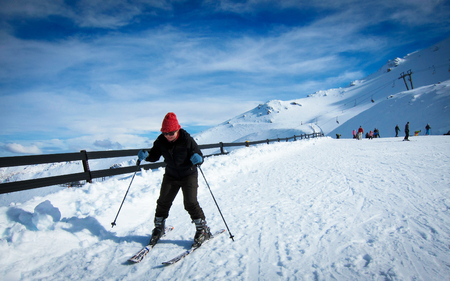 Mt Hutt, the famous ski field in New Zealand with blue skyの写真素材