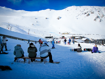 Mt Hutt, the famous ski field in New Zealand with blue skyのeditorial素材