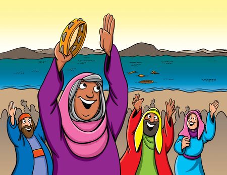 Miriam praises God after crossing the seaの写真素材