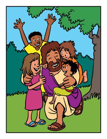 Jesus with childrenの写真素材