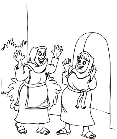 Coloring Page Mary and Elizabethのイラスト素材