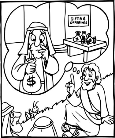Coloring Page Jesus Teaches about Givingのイラスト素材