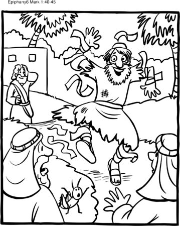 Coloring Page Jesus Cleanses a Leperのイラスト素材