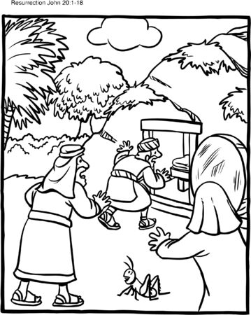 Easter Coloring Page Empty Graveのイラスト素材