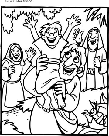 Coloring Page of Jesus and boyのイラスト素材