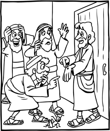 Coloring Page of Jesus appearing to Thomasのイラスト素材