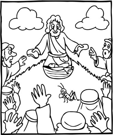 Coloring Page miracle of feeding the five thousandのイラスト素材