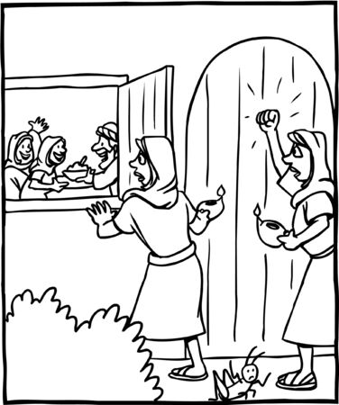 Coloring Page of Parable of Ten Virginsのイラスト素材