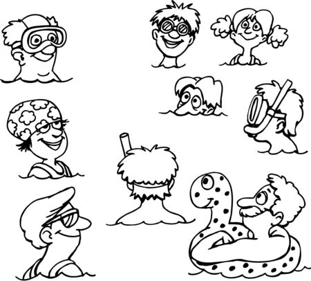 Cartoon People Swimmersのイラスト素材