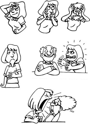Cartoon Woman's Emotionsのイラスト素材