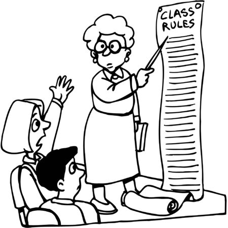 Teacher describing class rulesのイラスト素材