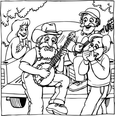 Man playing a banjoのイラスト素材