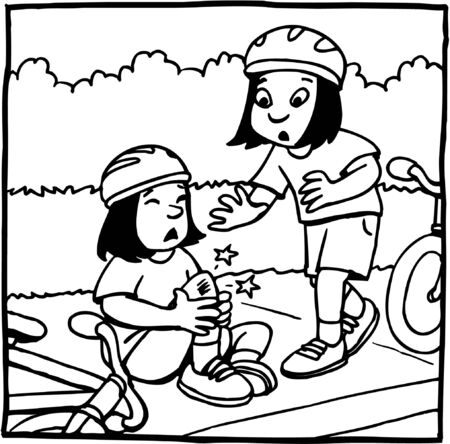Girl and bicycle accidentのイラスト素材