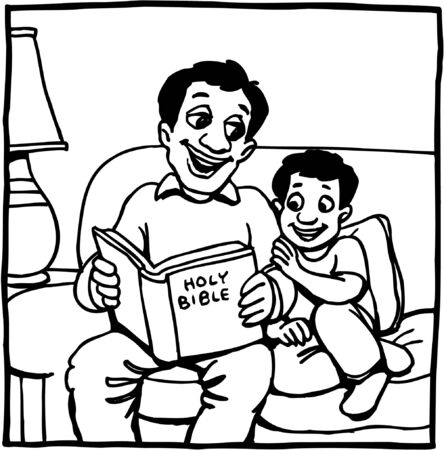Family reading Bibleのイラスト素材
