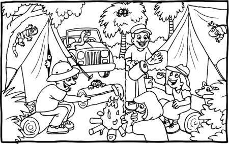 People campingのイラスト素材