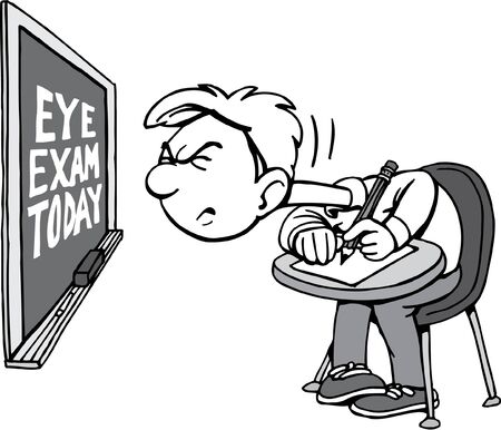 Boy needing eye examのイラスト素材