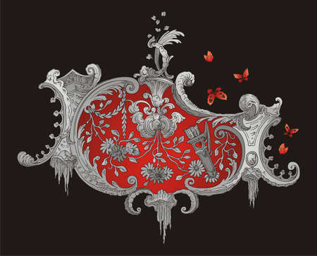 Red and Grey Royal Ornamentのイラスト素材